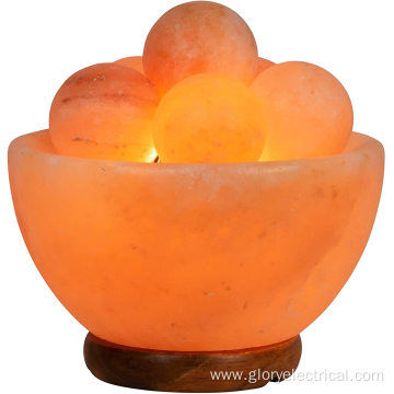 Natural Himalayan Salt Ball Bowl Lamp Authentic Crystal Stone , Premium Quality Wood Base with Dimmer Switch oils diffuser